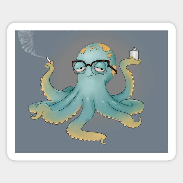 Gene the Nerdy Octopus Sticker by Elemental.fm